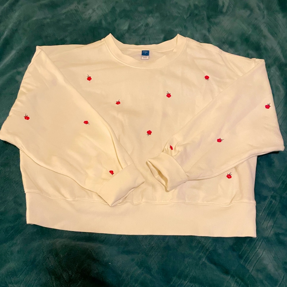 Old Navy Cozy Fleece Floral Crewneck Sweatshirt